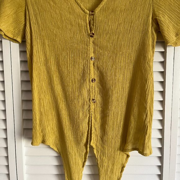 The Impeccable Pig v neck short sleeve blouse yellow women’s small - Picture 10 of 15